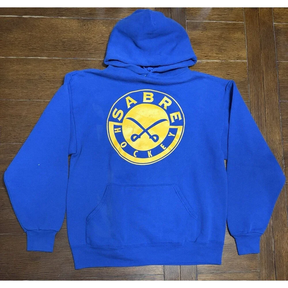 Vintage Buffalo Sabres Men’s Size M Made In USA Blue Hoodie Sweatshirt Pullover